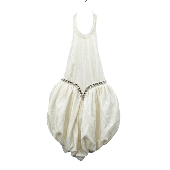 Nana Jaqueline white velvet bubble halter romper bridal - Picture 3 of 9